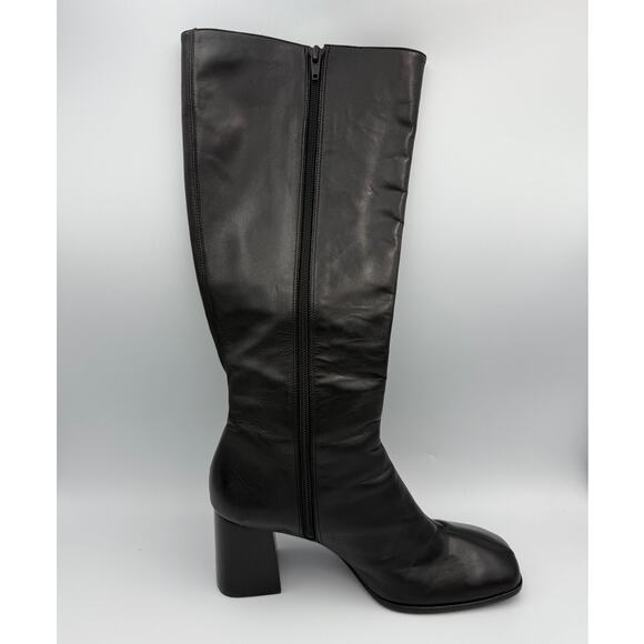 Reformation Nylah Knee High Black Leather GoGo Boots Size 9.5 - Picture 1 of 6
